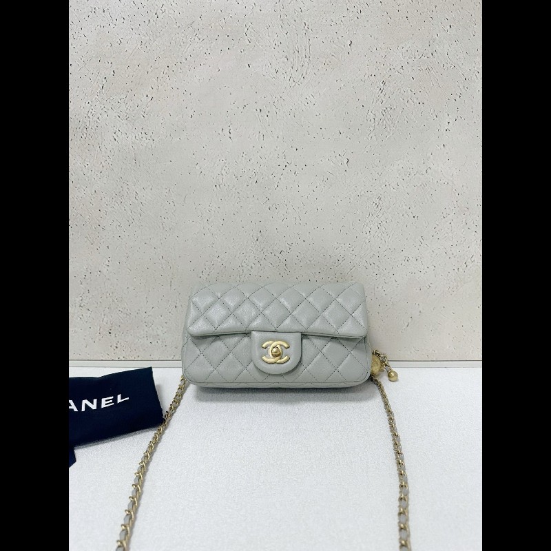 Chanel 金球classic flap mini 灰色-0