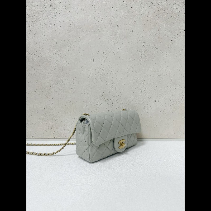 Chanel 金球classic flap mini 灰色-2