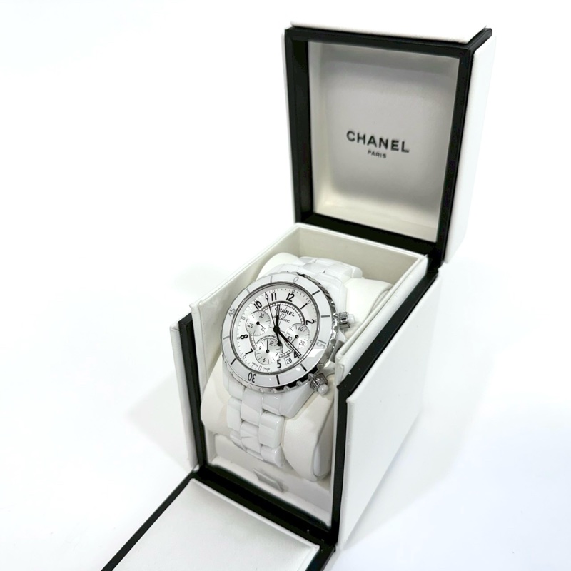 Chanel白陶瓷Chronograph三眼記憶碼41mm J12 H1007-2