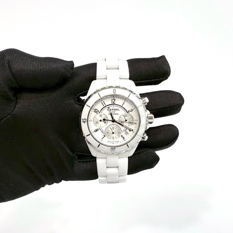 Chanel白陶瓷Chronograph三眼記憶碼41mm J12 H1007-3