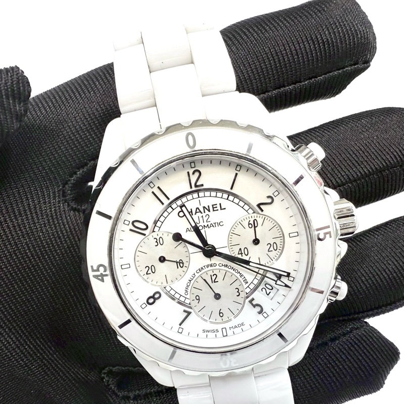 Chanel白陶瓷Chronograph三眼記憶碼41mm J12 H1007-4