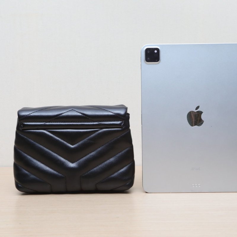 SAINT LAURENT LOULOUMini20Y縫黑色牛皮銀扣肩背包-4