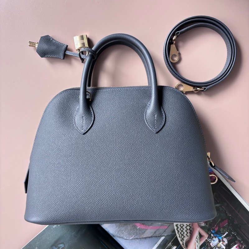 未使用 等待有緣人 ::HERMES:: BOLIDE 25 石板灰金釦 手提包 斜背包 兩用包-0