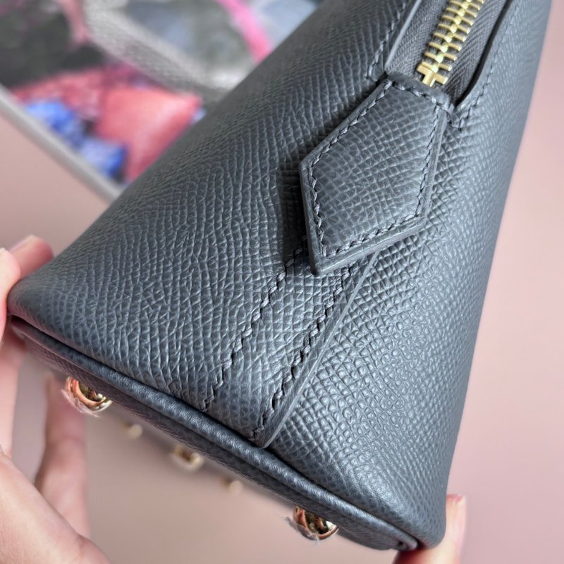 未使用 等待有緣人 ::HERMES:: BOLIDE 25 石板灰金釦 手提包 斜背包 兩用包-9