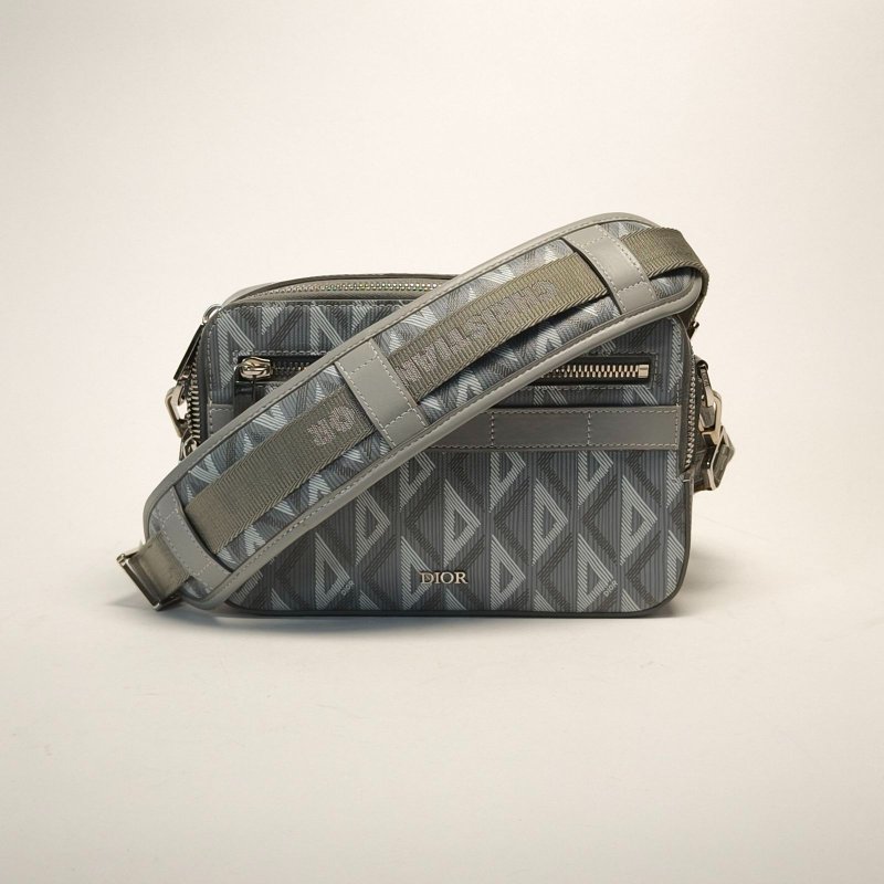DIOR 灰色PVC銀扣2022Diamond相機包單肩斜挎包信使包肩背包-0
