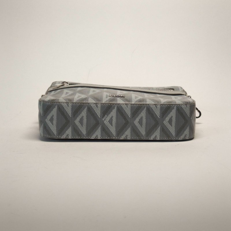 DIOR 灰色PVC銀扣2022Diamond相機包單肩斜挎包信使包肩背包-4
