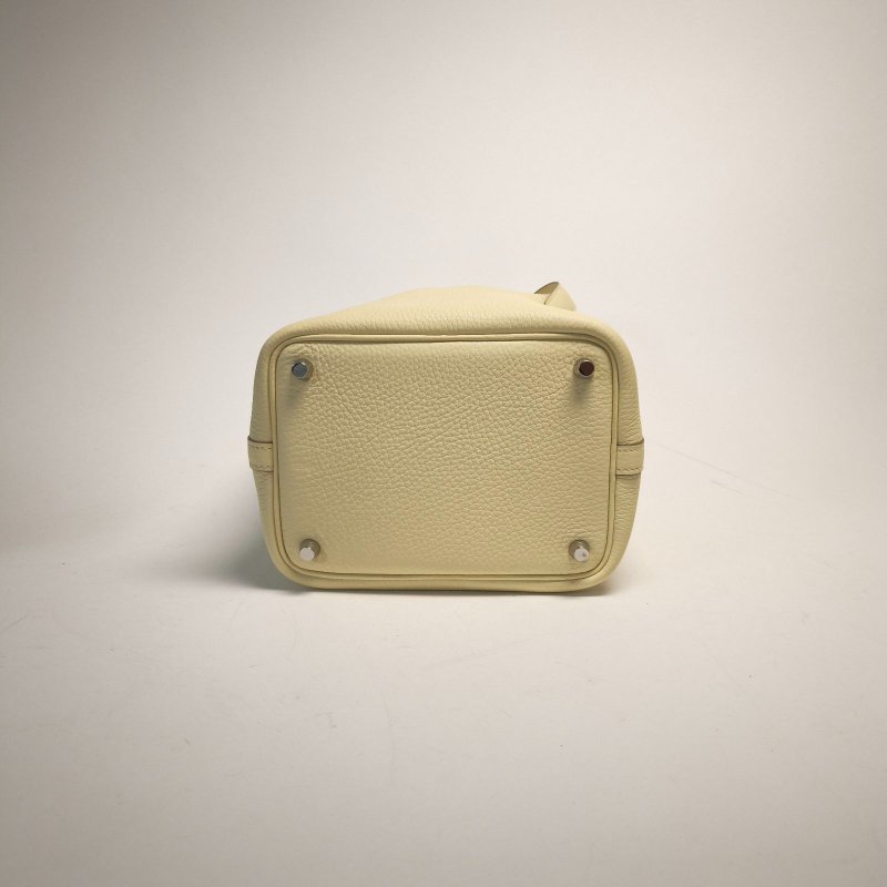 HERMES Picotin菜籃子18I8米爾頓黃TC皮W刻銀扣肩背包-4