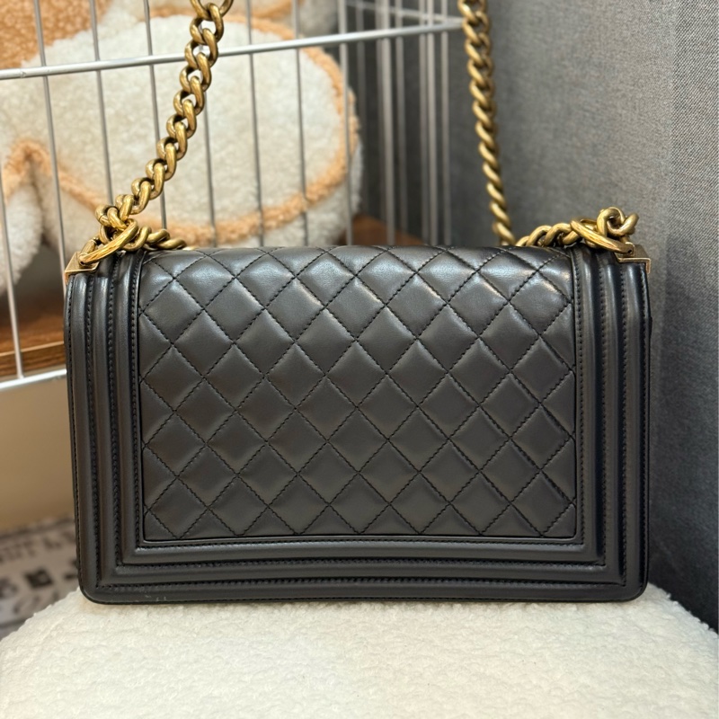 Chanel boy25 黑金 羊皮-1