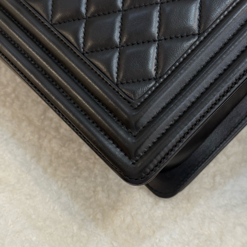 Chanel boy25 黑金 羊皮-10