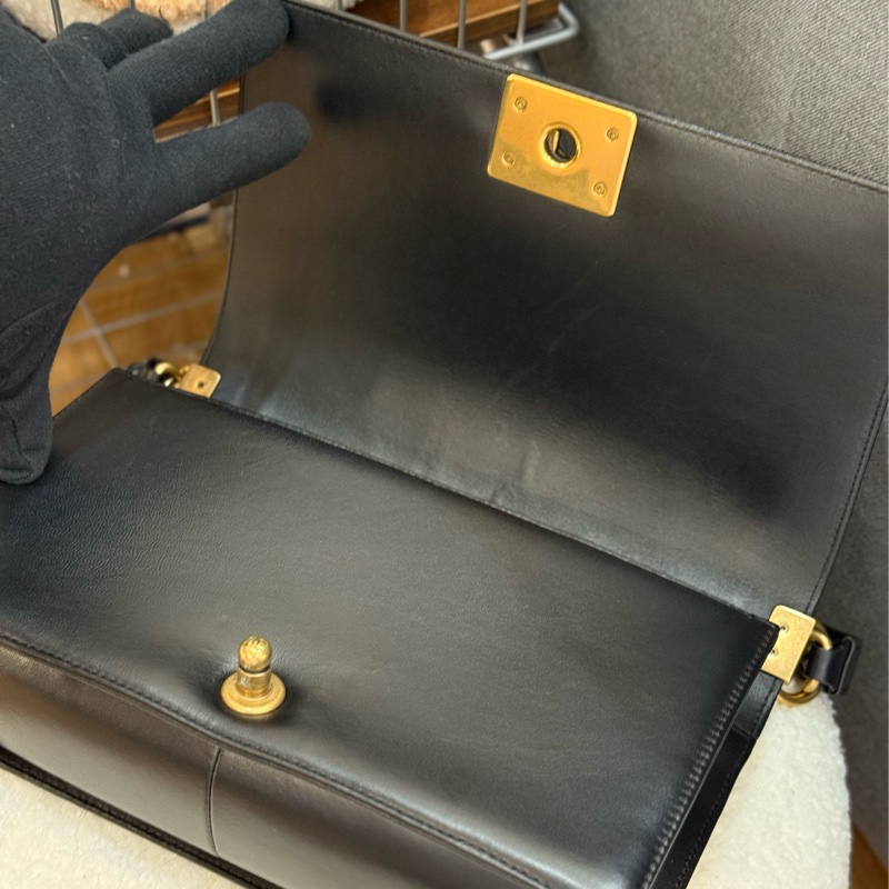 Chanel boy25 黑金 羊皮-15