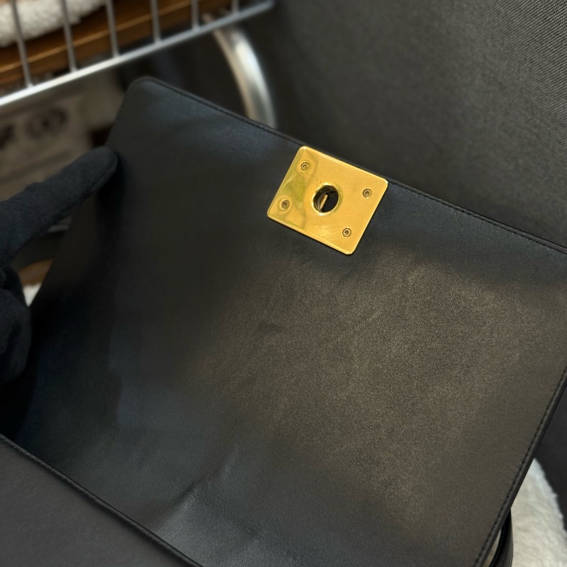 Chanel boy25 黑金 羊皮-16