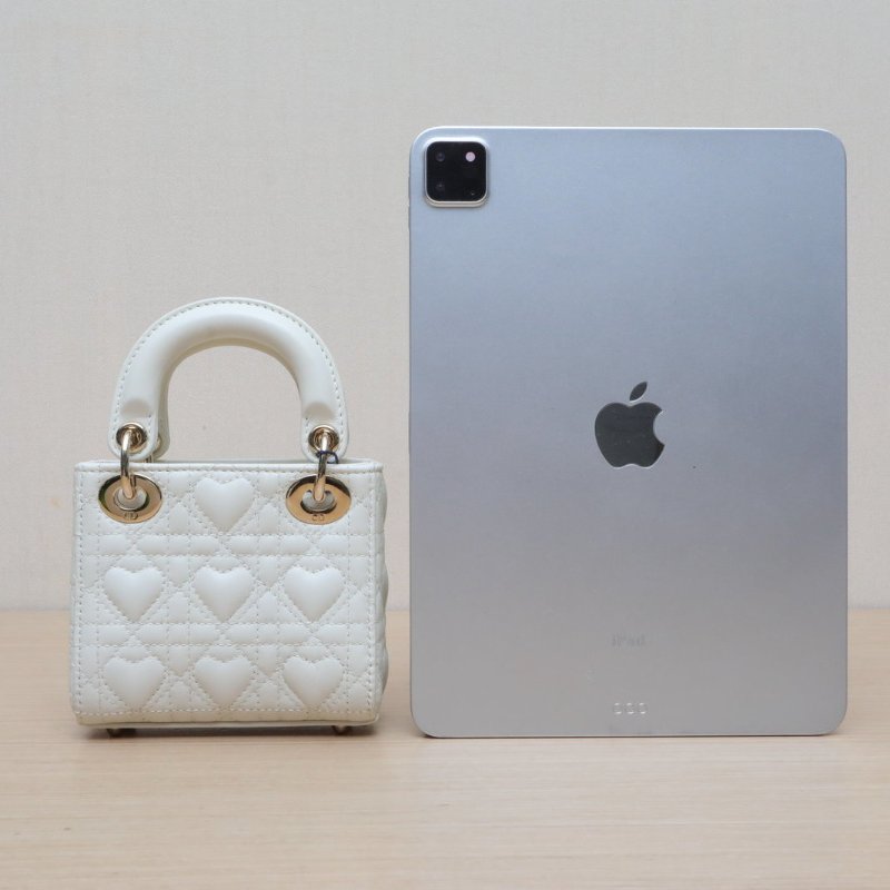 DIOR Lady戴妃包超迷你12白色羊皮金扣2021肩背包-4