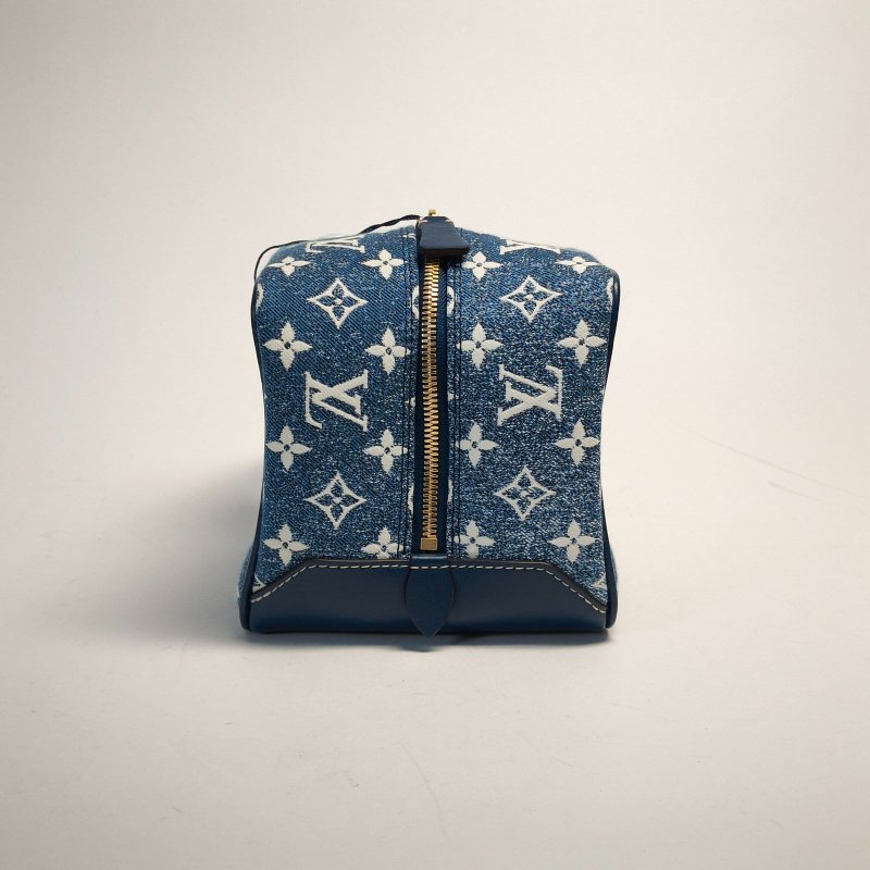 LOUIS VUITTON 牛仔藍帆布晶片骰子包丹寧肩背包-2