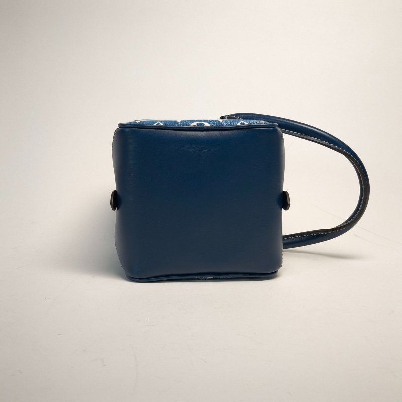 LOUIS VUITTON 牛仔藍帆布晶片骰子包丹寧肩背包-4