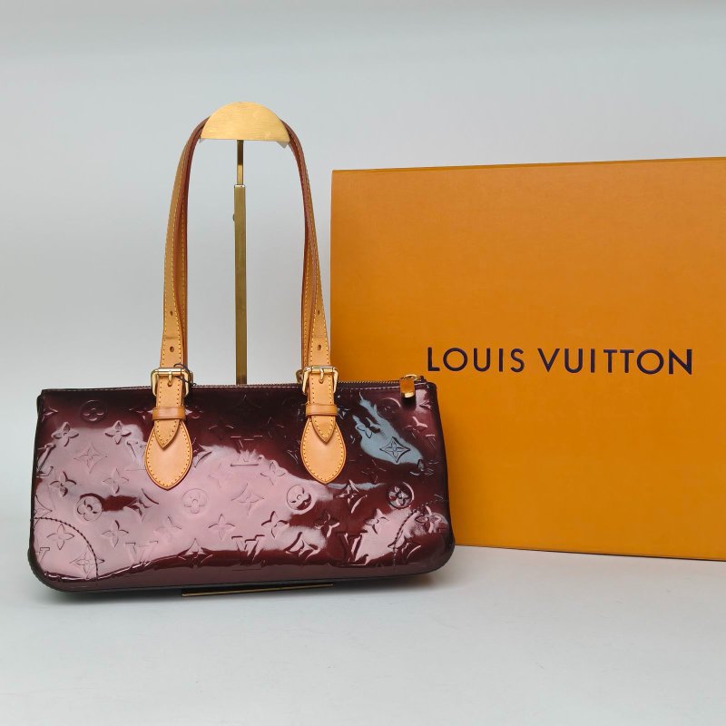 LOUIS VUITTON 車厘子紅漆皮中古三角腋下包肩背包-0