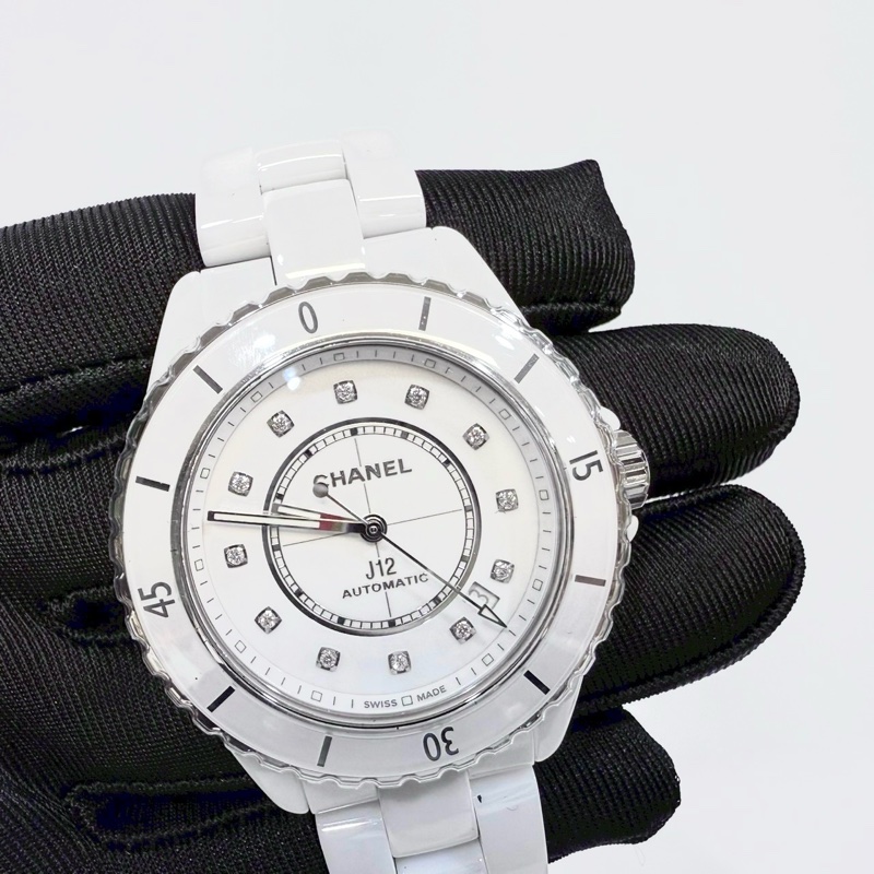 CHANEL白陶瓷12點鑽CALIBER 38MM J12機芯腕錶H5705-3