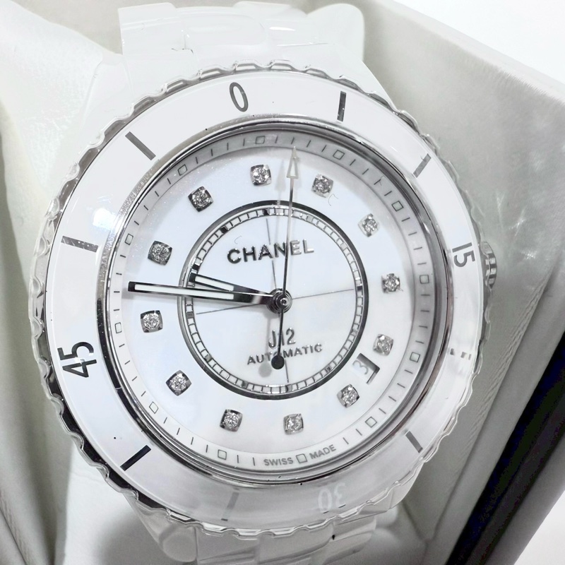 CHANEL白陶瓷12點鑽CALIBER 38MM J12機芯腕錶H5705-4
