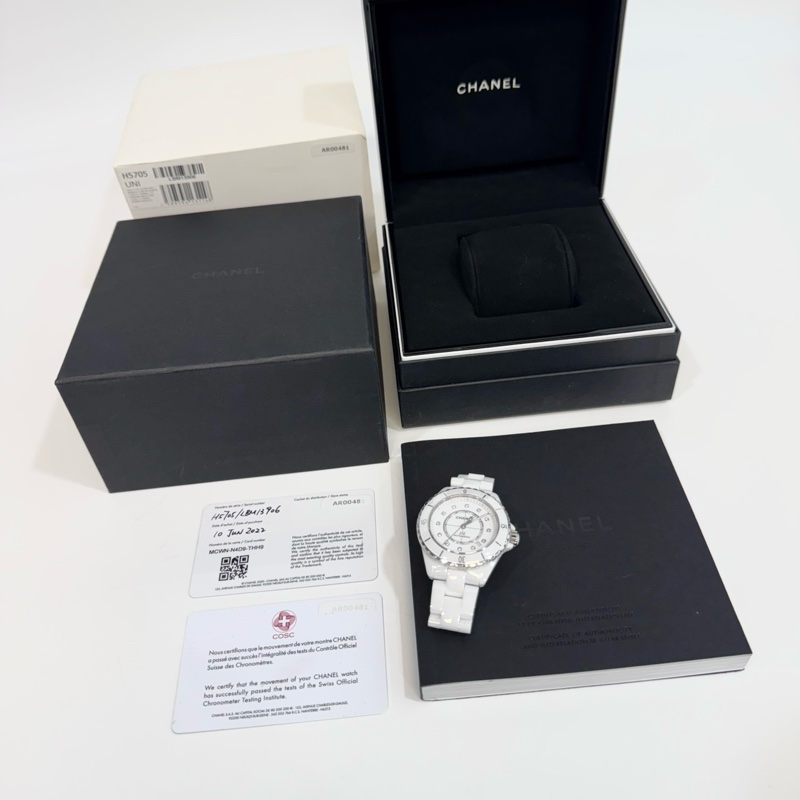 香奈兒J12CHANEL白陶瓷12點鑽CALIBER 38MM J12機芯腕錶H5705-12
