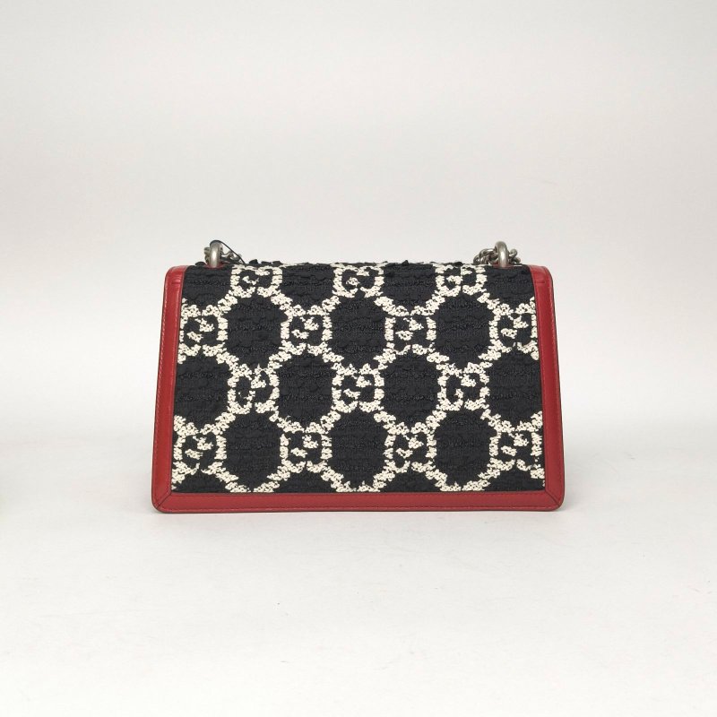 GUCCI 拼色牛皮毛呢銀扣Dionysus酒神中號28/肩背包-1