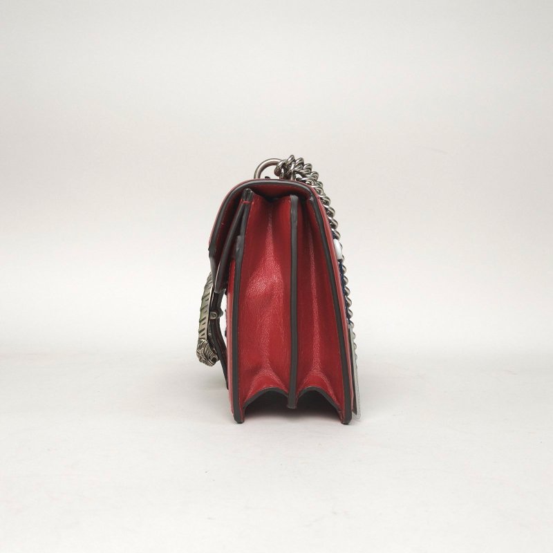 GUCCI 拼色牛皮毛呢銀扣Dionysus酒神中號28/肩背包-2