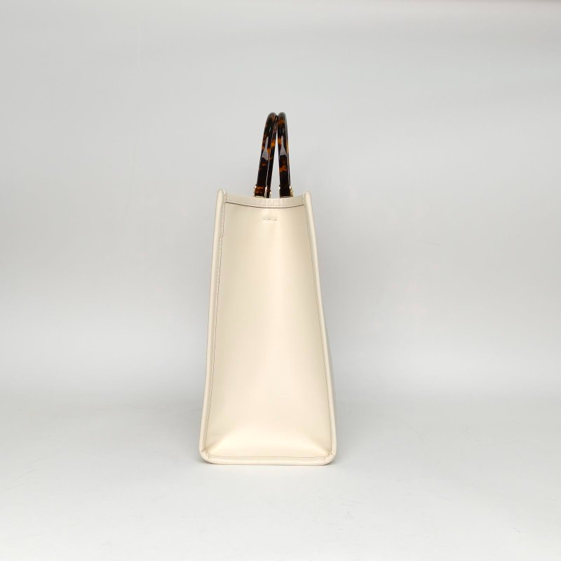 FENDI Sunshine陽光購物手提袋中號米白色牛皮肩背包-1