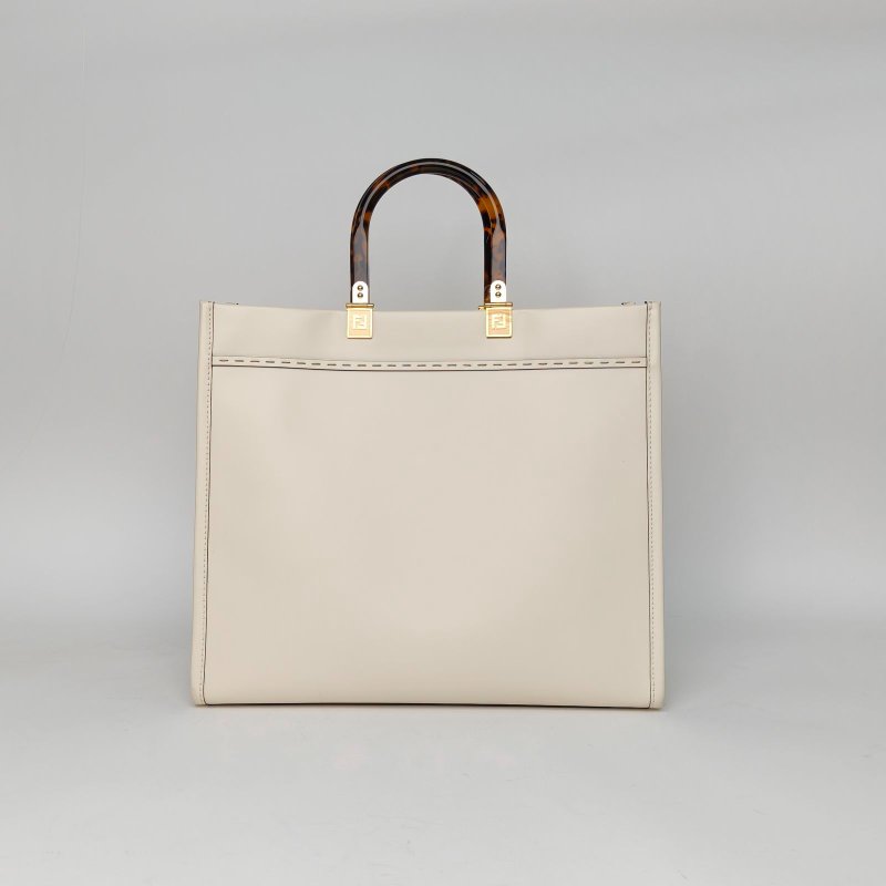 FENDI Sunshine陽光購物手提袋中號米白色牛皮肩背包-2