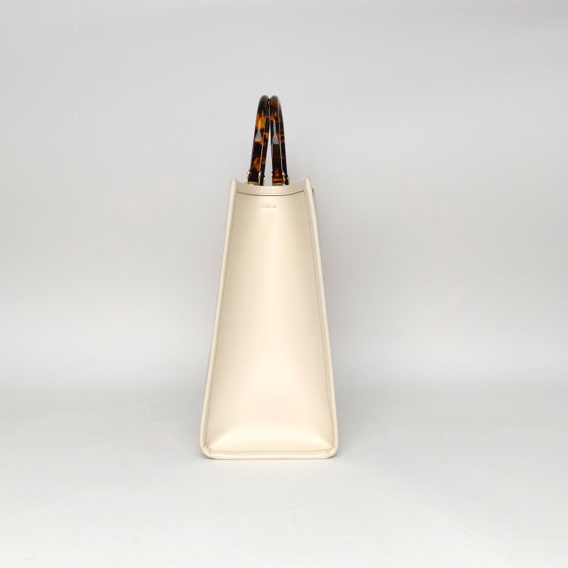 FENDI Sunshine陽光購物手提袋中號米白色牛皮肩背包-3