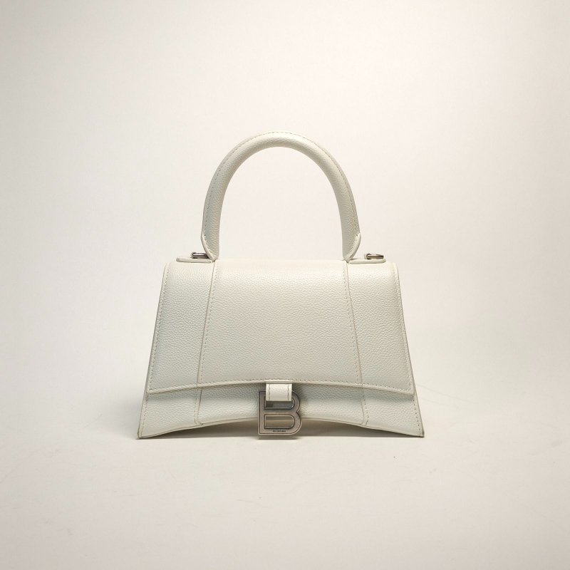 BALENCIAGA Hourglass沙漏手袋S碼白色牛皮肩背包-0