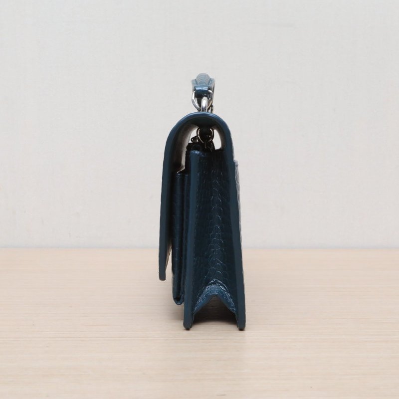 SAINT LAURENT SUNSET日落包配手柄小號19鱷魚壓紋綠色牛皮銀扣肩背包-2