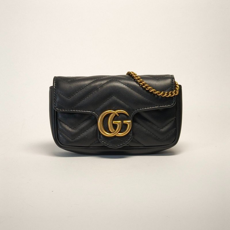 GUCCI GGMarmont肩背包超Mini16.5黑色牛皮金扣肩背包-0
