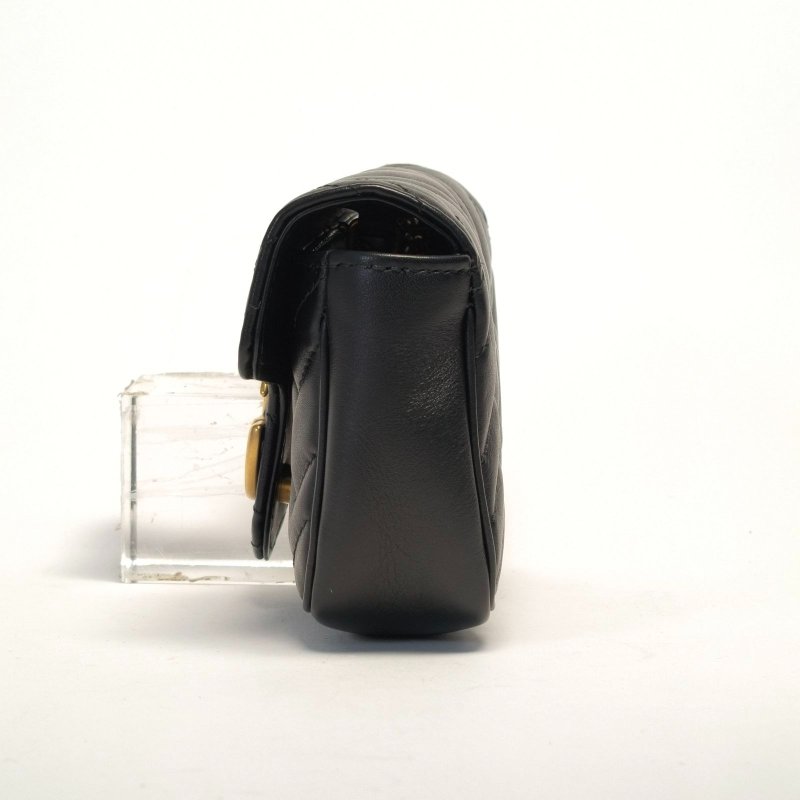 GUCCI GGMarmont肩背包超Mini16.5黑色牛皮金扣肩背包-2