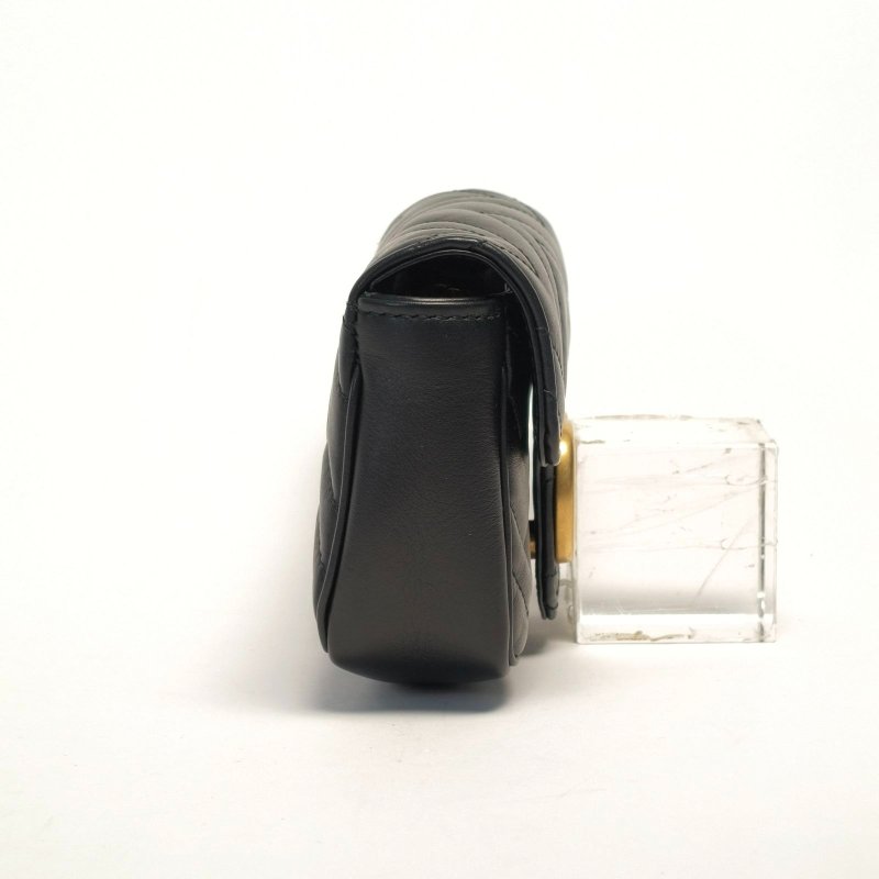GUCCI GGMarmont肩背包超Mini16.5黑色牛皮金扣肩背包-3