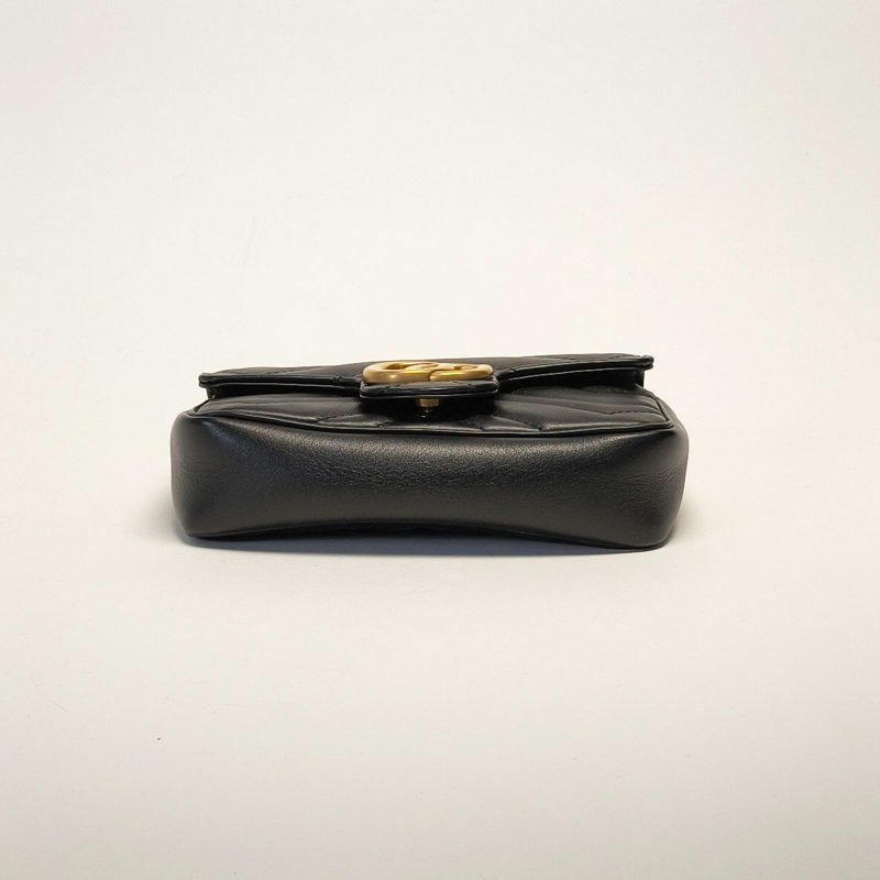 GUCCI GGMarmont肩背包超Mini16.5黑色牛皮金扣肩背包-4