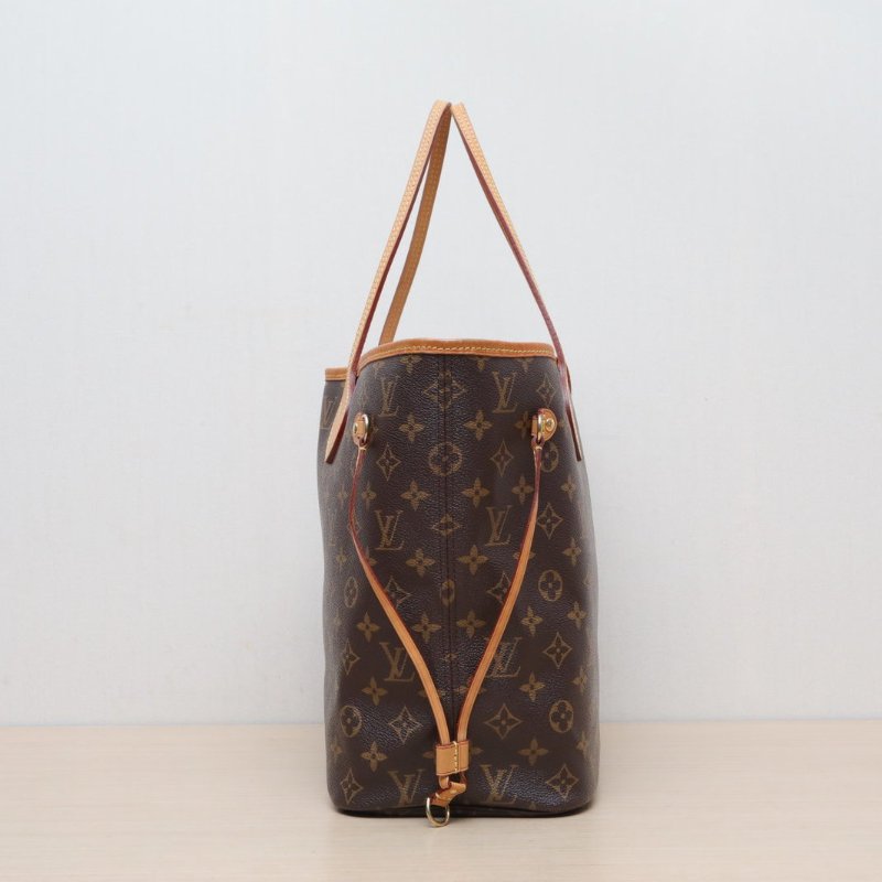 LOUIS VUITTON Neverfull中號31配子袋紅色內裏老花PVC金扣2015肩背包-2