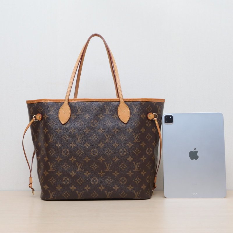 LOUIS VUITTON Neverfull中號31配子袋紅色內裏老花PVC金扣2015肩背包-4