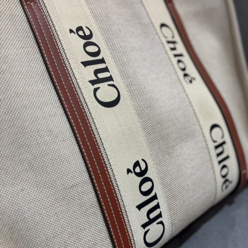 *SHIHNA名牌精品*CHLOE Woody 經典LOGO織帶帆布托特包-1