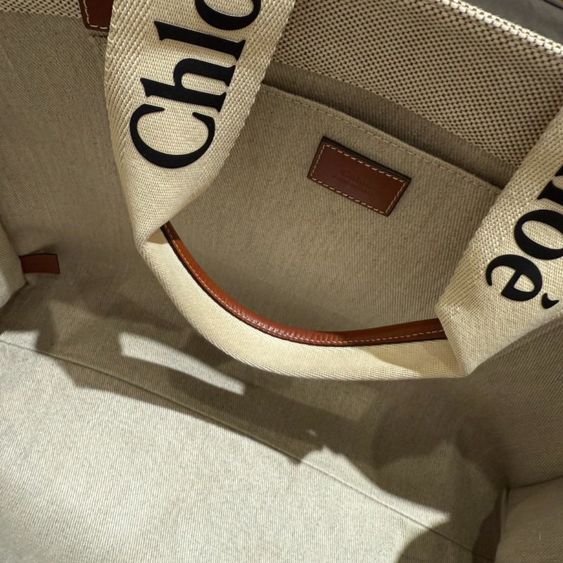 *SHIHNA名牌精品*CHLOE Woody 經典LOGO織帶帆布托特包-2