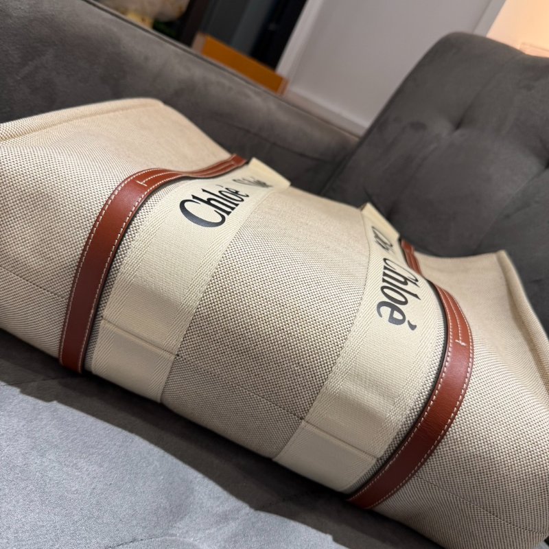 *SHIHNA名牌精品*CHLOE Woody 經典LOGO織帶帆布托特包-3