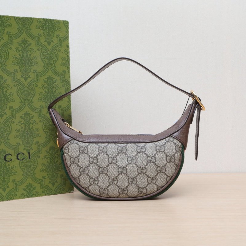 GUCCI Ophidia豌豆包腋下包Mini20烏木色帆布金扣肩背包-0