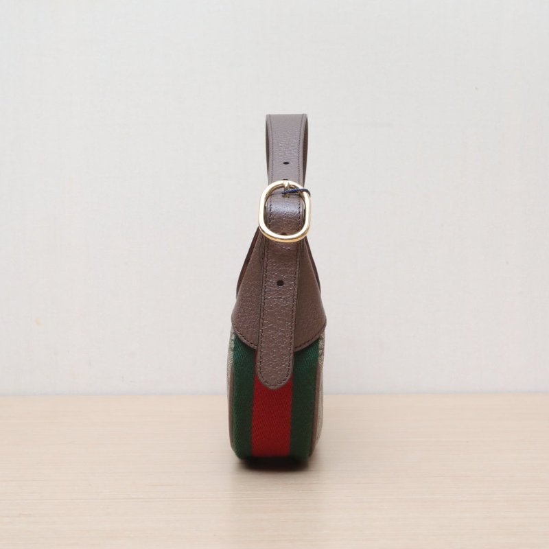 GUCCI Ophidia豌豆包腋下包Mini20烏木色帆布金扣肩背包-2