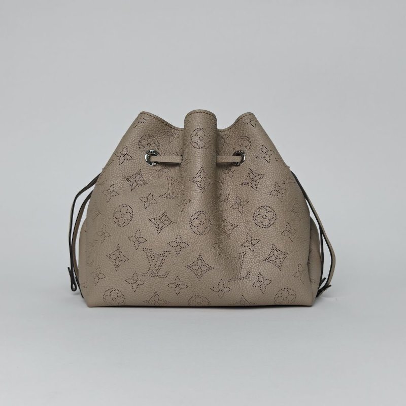 LOUIS VUITTON Bella二合一水桶包灰色牛皮銀扣晶片肩背包-1