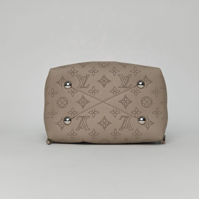 LOUIS VUITTON Bella二合一水桶包灰色牛皮銀扣晶片肩背包-4