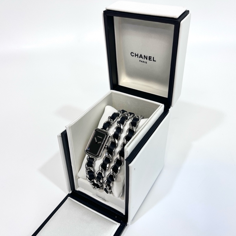 CHANEL 銀色皮穿鍊ICONIC CHAIN三圈首映錶-1