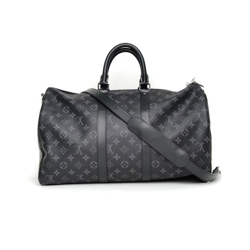 LOUIS VUITTON KEEPALL45配肩帶黑色PVC晶片肩背包-0