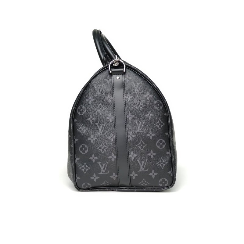 LOUIS VUITTON KEEPALL45配肩帶黑色PVC晶片肩背包-3