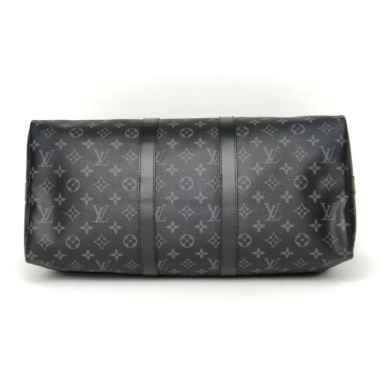 LOUIS VUITTON KEEPALL45配肩帶黑色PVC晶片肩背包-4