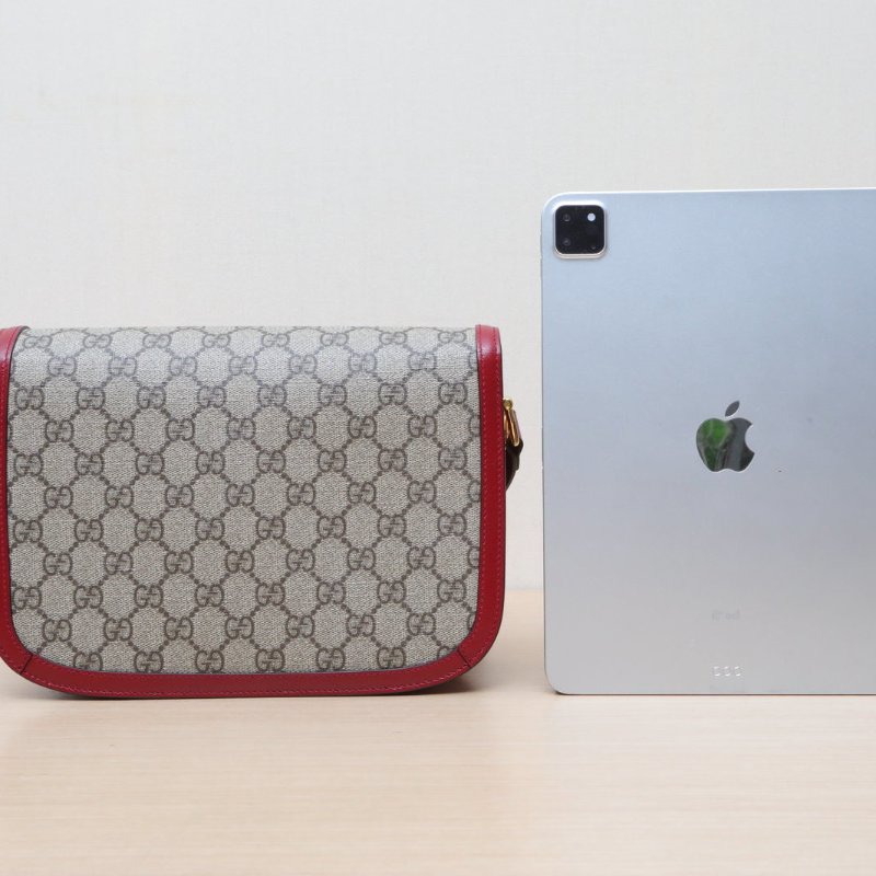 GUCCI Horsebit馬銜扣1955馬鞍包小號25紅色帆布金扣肩背包-4