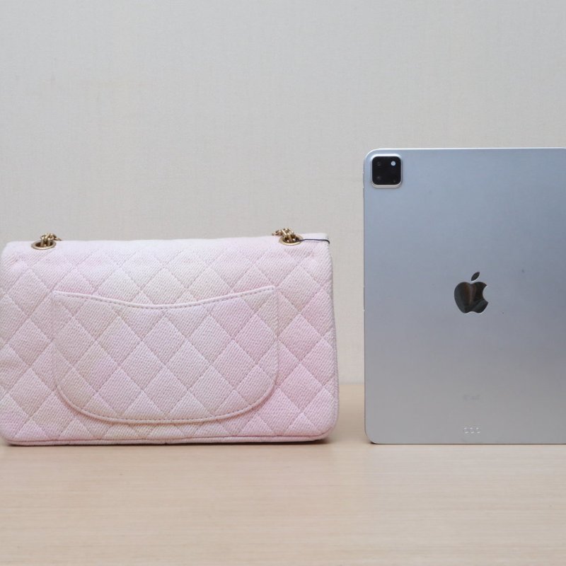 CHANEL 2.55口蓋包大號28粉色毛呢27開金扣肩背包-4