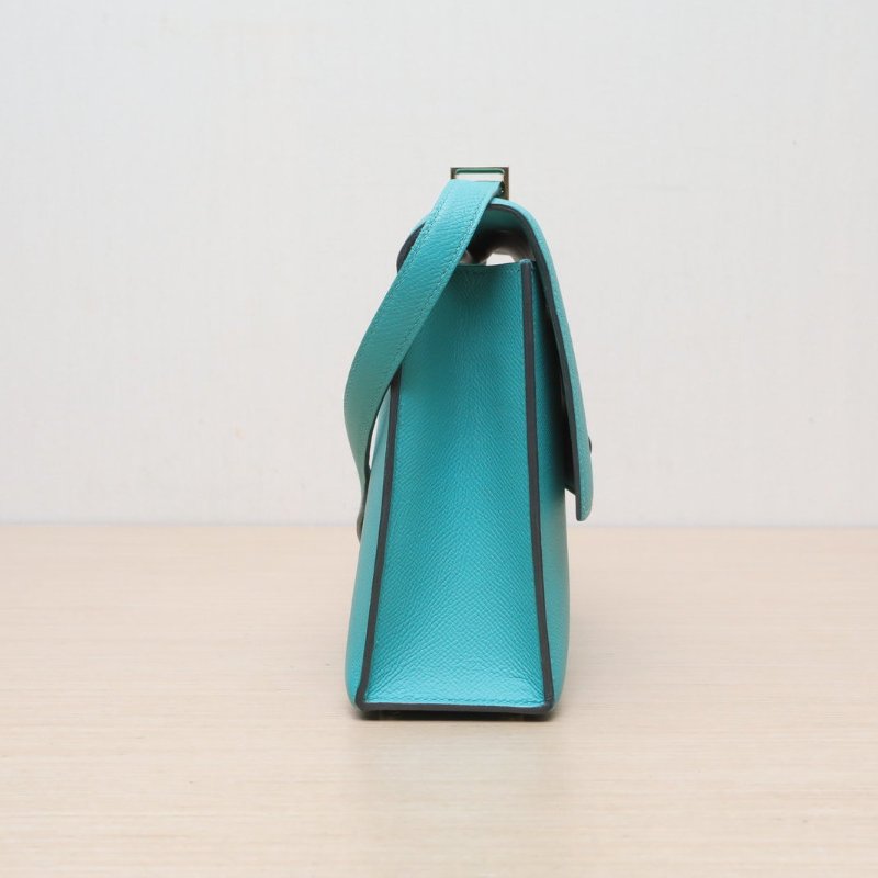 HERMES Verrou手槍包23U1維羅納綠Epsom皮D刻金扣肩背包-3