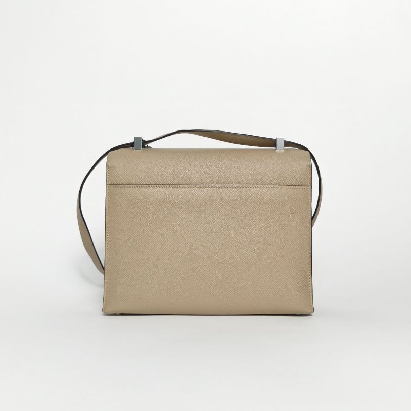 HERMES Verrou手槍包23S2風衣灰Epsom皮A刻銀扣肩背包-1